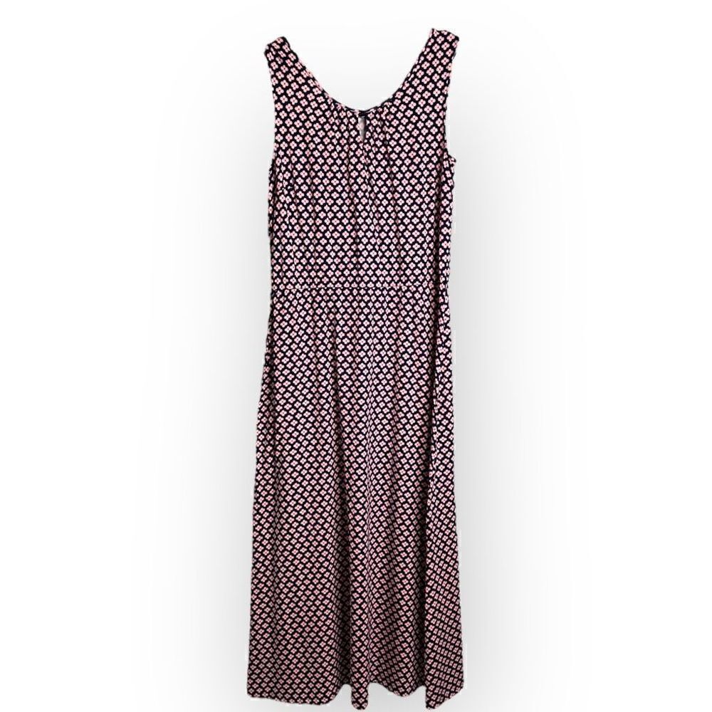 Talbots maxi sleeveless dress flower pattern blue & pink cotton/modal/spandex